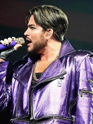 Adam Lambert Shiny Purple Faux Leather Jacket Coat