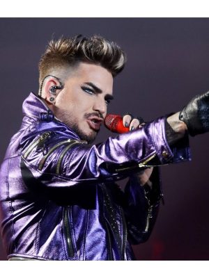 Adam Lambert Shiny Purple Faux Leather Jacket Coat