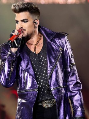 Adam Lambert Shiny Purple Faux Leather Jacket Coat