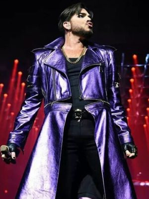 Adam Lambert Shiny Purple Faux Leather Jacket Coat