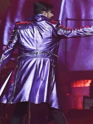 Adam Lambert Shiny Purple Faux Leather Jacket Coat