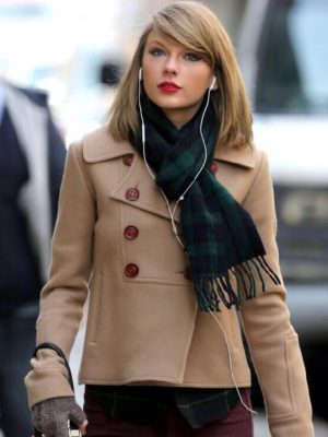 Taylor Swift NYC Street Style Beige Wool Peacoat