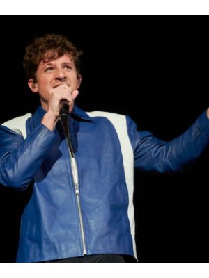 Charlie Puth FPL Solar Amphitheater Downtown Miami Concert Blue Leather Jacket