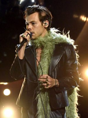 Harry Styles Grammy Awards 2021 Black Leather Blazer