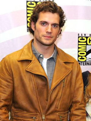 Henry Cavill Brown Leather Jacket