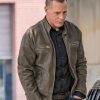 Jason Beghe Chicago P.D. Brown Distressed Leather Jacket