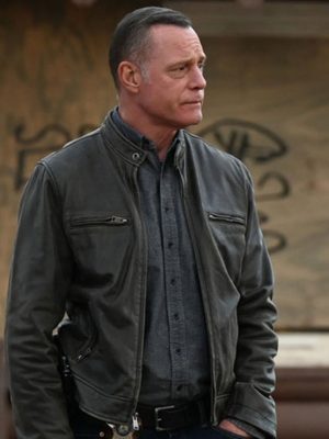 Jason Beghe Chicago P.D. Brown Distressed Leather Jacket