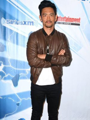 John Cho Comic Con International 2017 Brown Leather Bomber Jacket