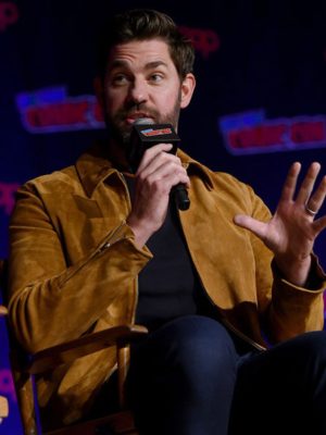 John Krasinski Brown Suede Leather Jacket