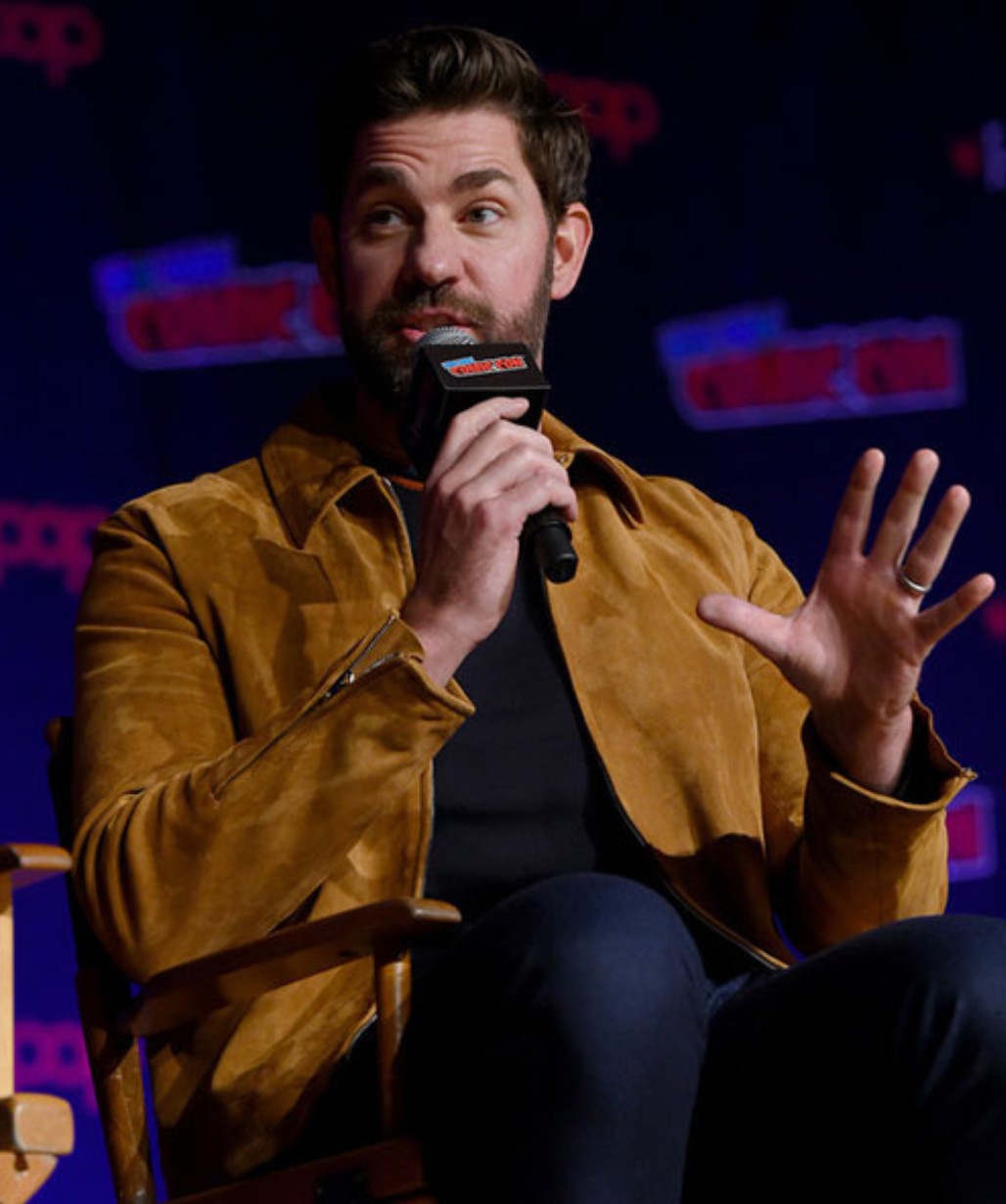 John Krasinski Brown Suede Leather Jacket