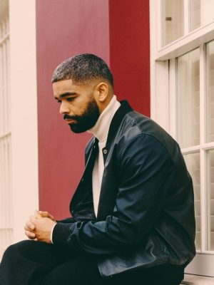 Kingsley Ben-Adir Black Leather Bomber Jacket