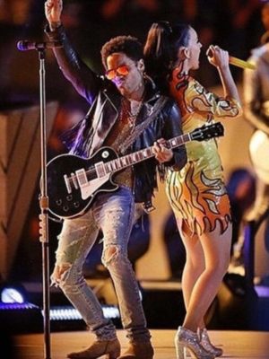 Lenny Kravitz Super Bowl 2015 Black Leather Jacket