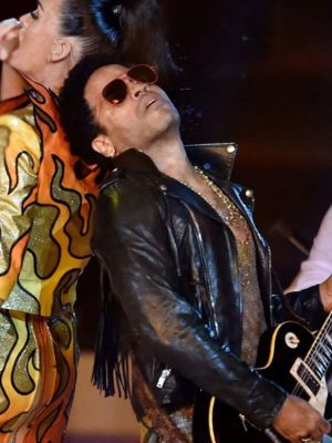 Lenny Kravitz Super Bowl 2015 Black Leather Jacket