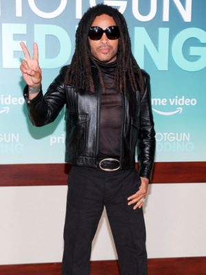 Lenny Kravitz Shotgun Wedding Premiere Black Cropped Leather Jacket