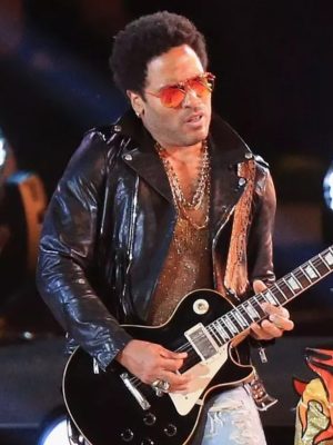 Lenny Kravitz Super Bowl 2015 Black Leather Jacket