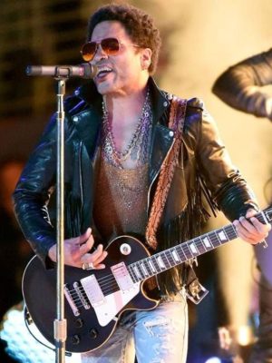 Lenny Kravitz Super Bowl 2015 Black Leather Jacket