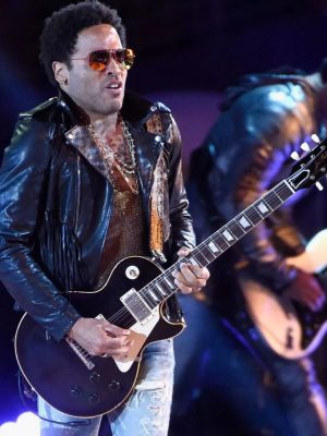 Lenny Kravitz Super Bowl 2015 Black Leather Jacket