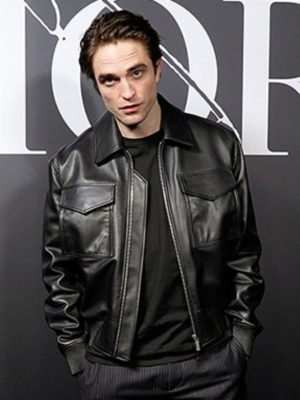 Robert Pattinson Paris Fashion Show 2020 Black Leather Jacket