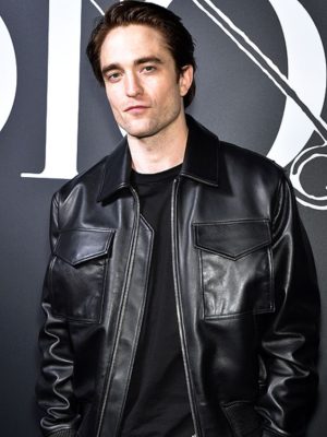 Robert Pattinson Paris Fashion Show 2020 Black Leather Jacket