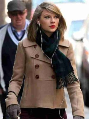 Taylor Swift NYC Street Style Beige Wool Peacoat