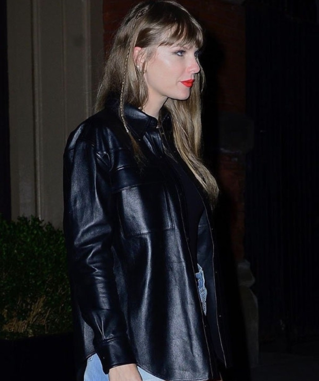 Taylor Swift Chiefs Game Black Leather Jacket