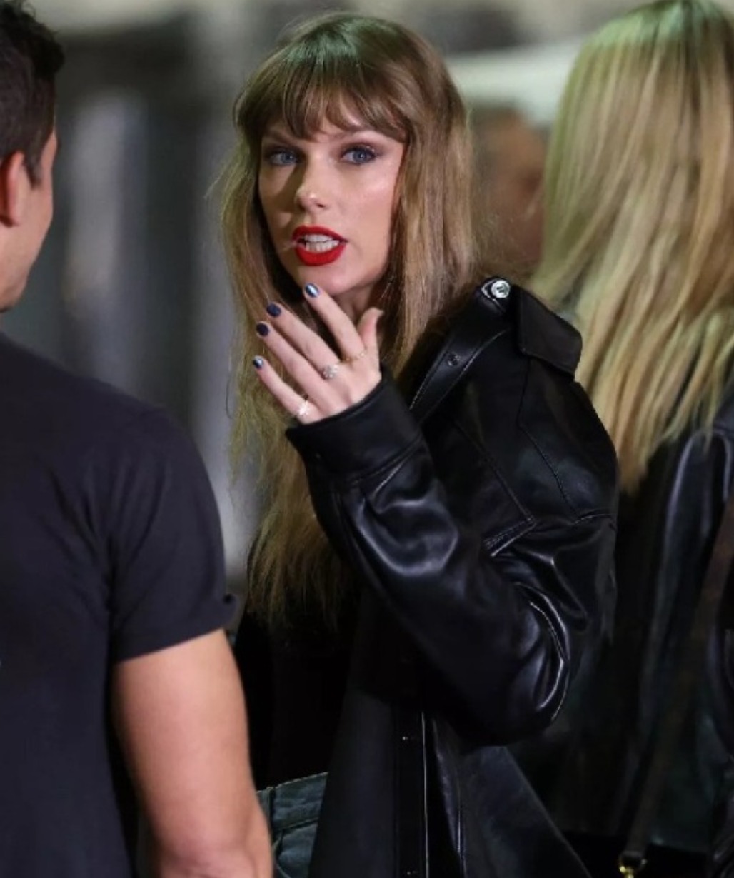 Taylor Swift Chiefs Game Black Leather Jacket