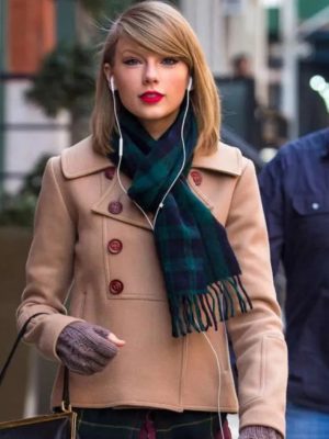 Taylor Swift NYC Street Style Beige Wool Peacoat