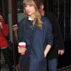 Taylor Swift Street Style Navy Blue Wool Coat