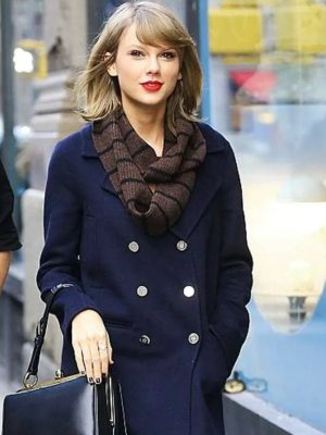 Taylor Swift NYC Street Fashion Blue Wool Peacoat