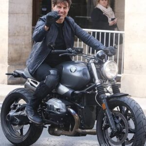 Tom Cruise Mission Impossible Fallout Blue Leather Jacket