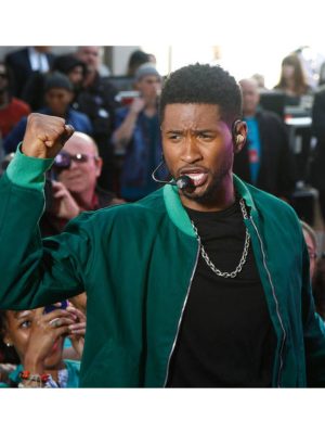 Usher The Today Show Green Cotton Bomber Jacket
