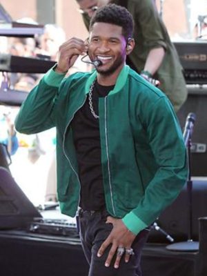 Usher The Today Show Green Cotton Bomber Jacket