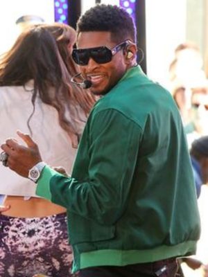 Usher The Today Show Green Cotton Bomber Jacket