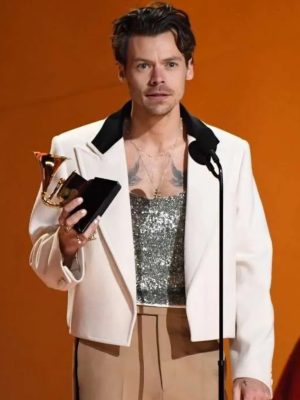 Harry Styles Grammys Awards 2023 White Wool Blazer