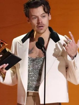Harry Styles Grammys Awards 2023 White Wool Blazer
