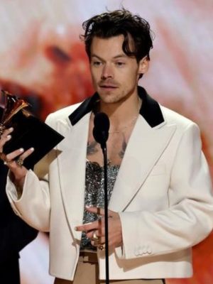 Harry Styles Grammys Awards 2023 White Wool Blazer