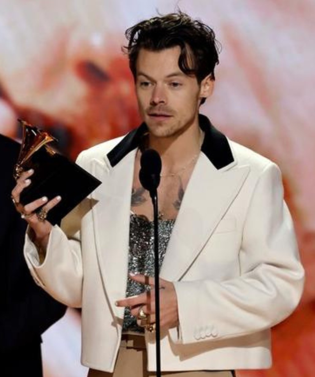 Harry Styles Grammys Awards 2023 White Wool Blazer