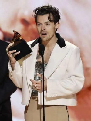 Harry Styles Grammys Awards 2023 White Wool Blazer