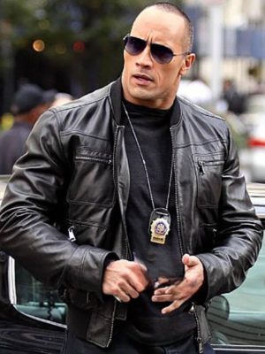 Dwayne Johnson The Other Guys Black Leather Jacket