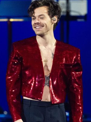 Harry Styles Brit Awards Red Sequin Jacket