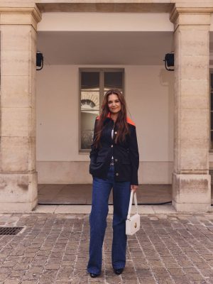 Katie Holmes Navy Blue Wool Jacket