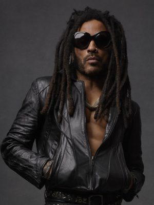 Lenny Kravitz Blue Electric Light Tour 2024 Black Leather Jacket