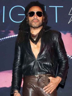 Lenny Kravitz Blue Electric Light Tour 2024 Romania Black Leather Jacket