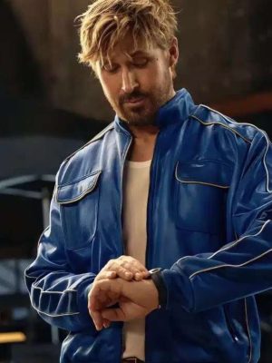Tag Heuer The Chase For Carrera 2023 Ryan Gosling Blue Leather Jacket