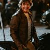 Tom Cruise Paris Olympics 2024 Closing Ceremony Distressed Brown Leather Jacket
