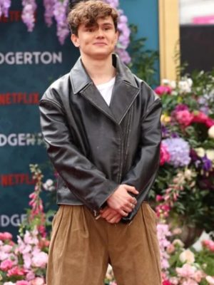 Will Tilston Bridgerton S03 Screening Black Distressed Leather Jacket