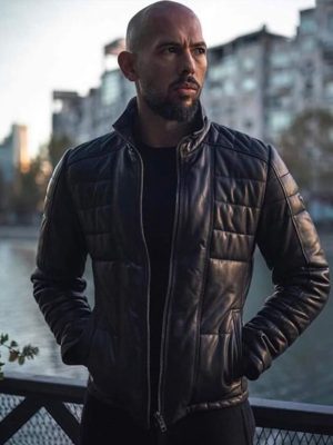 Andrew Tate Black Puffer Leather Jacket