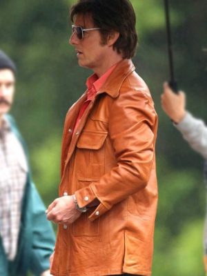 Tom Cruise American Made Barry Seal Brown Leather Jacket Coat