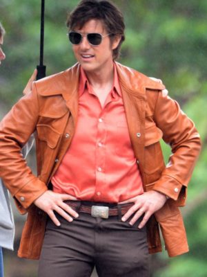 Tom Cruise American Made Barry Seal Brown Leather Jacket Coat