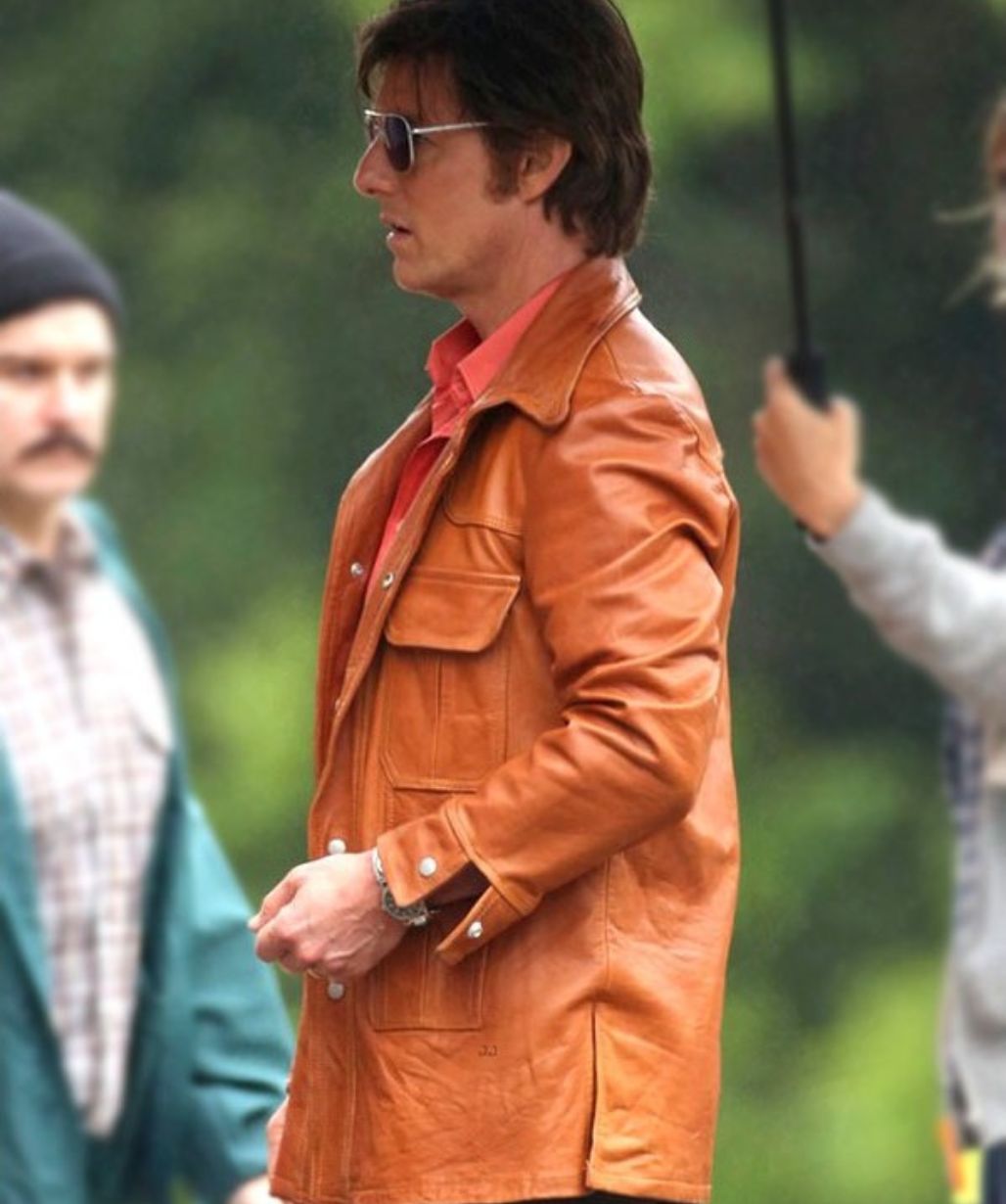 Tom Cruise American Made Barry Seal Brown Leather Jacket Coat